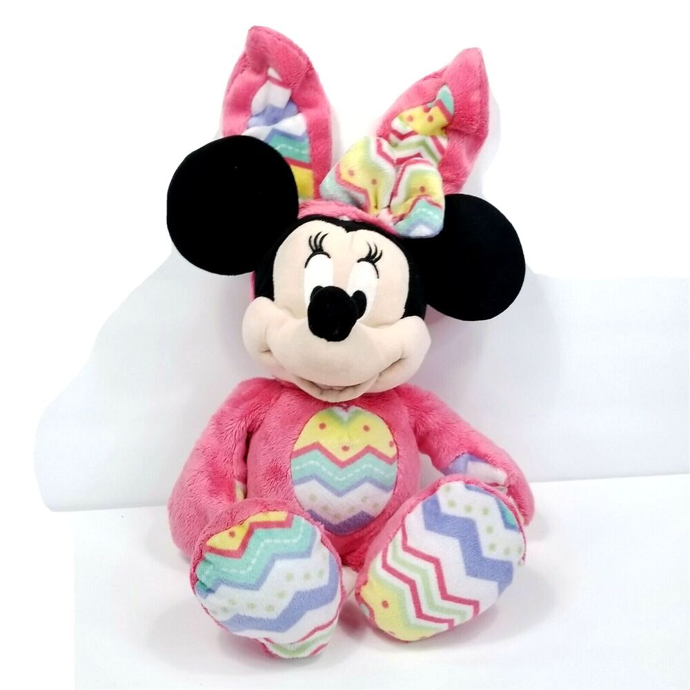 Disney Minnie Mouse 15" Plush Easter Egg Bunny Hot Pink Rabbit Stuffed Animal